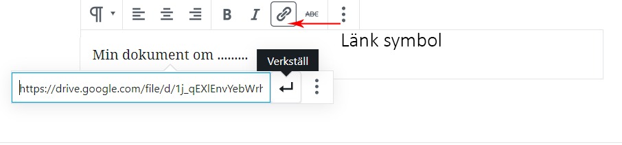Skapa länk i WordPress