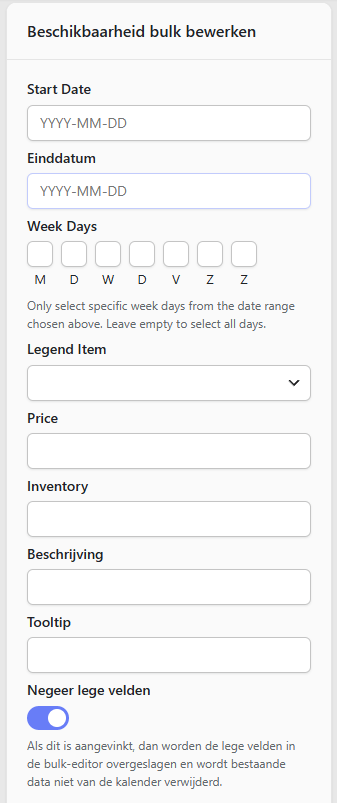 WP Booking System - bulk edit availability